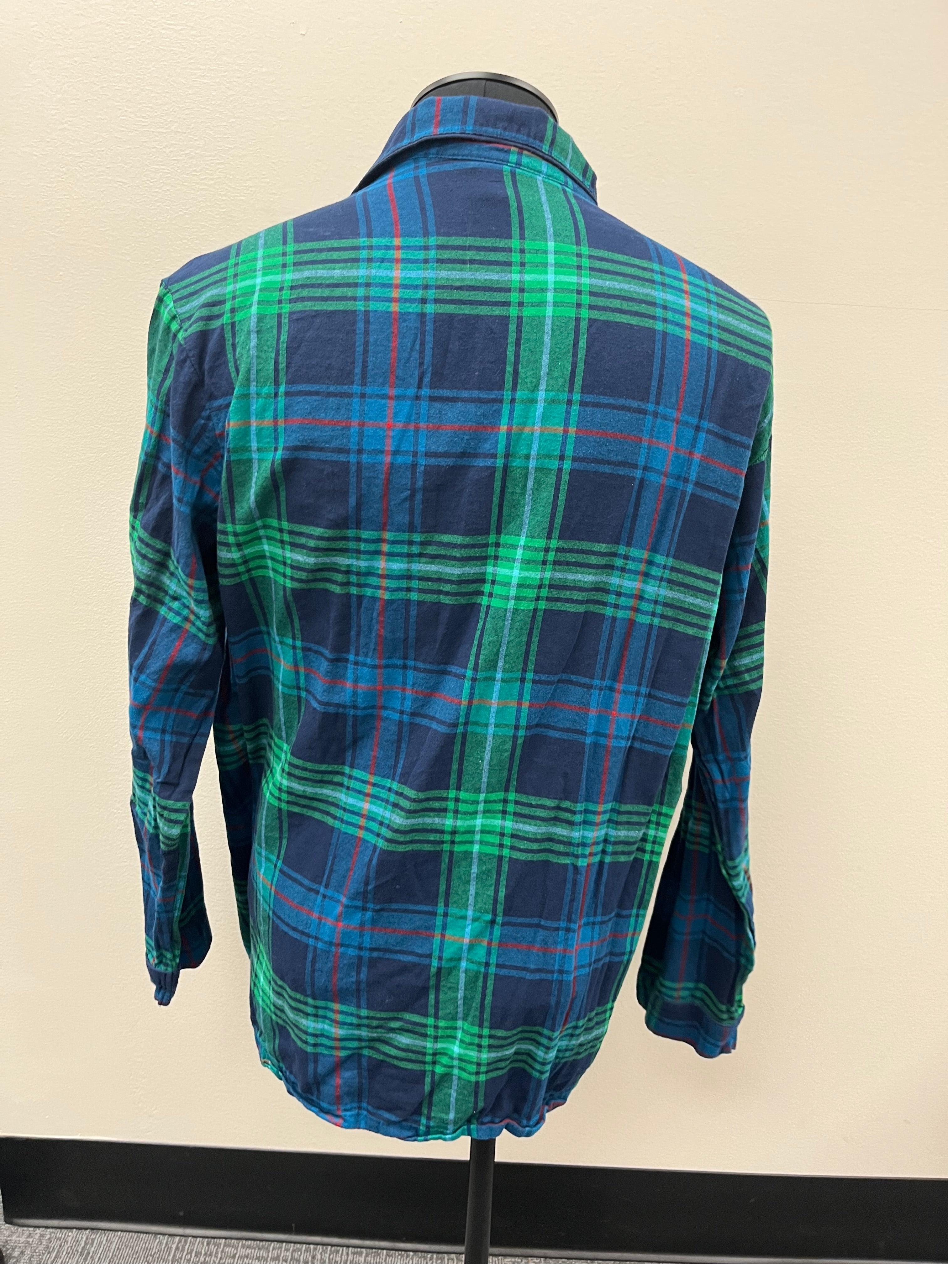 Used Men’s Green and Blue Flannel