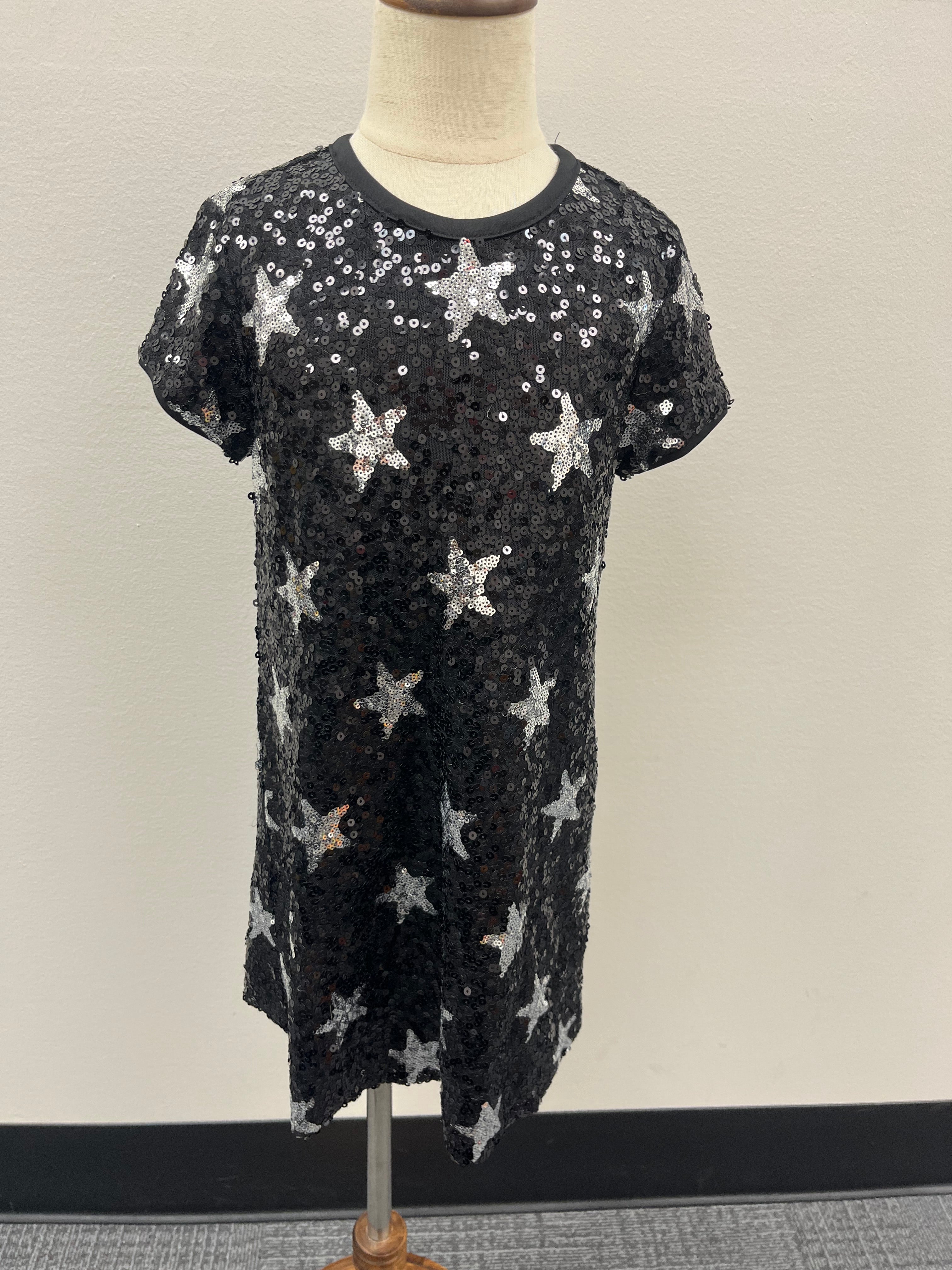 Used Girls Sequin Black Star Dress