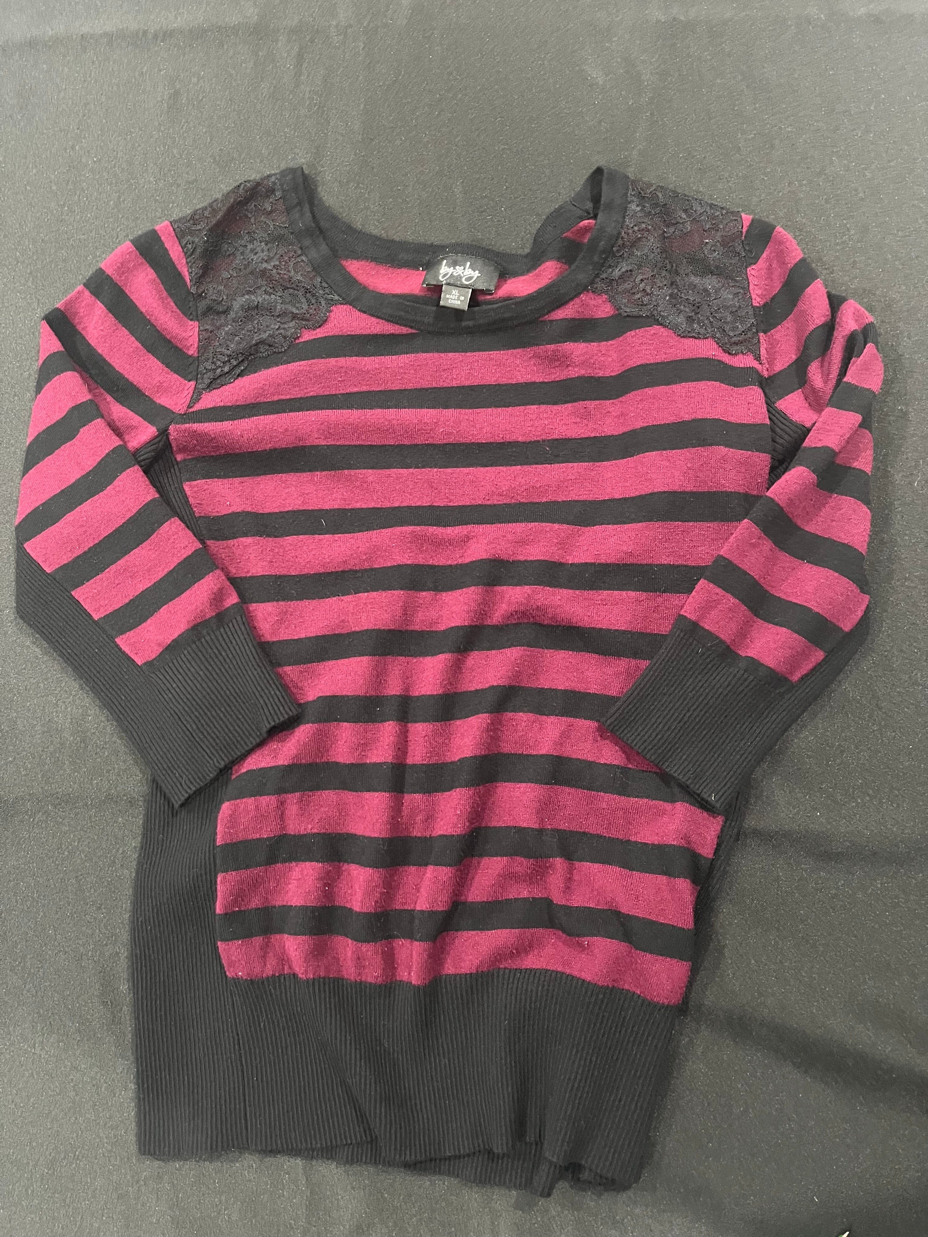 Burgundy Striped Long Sleeve image 0