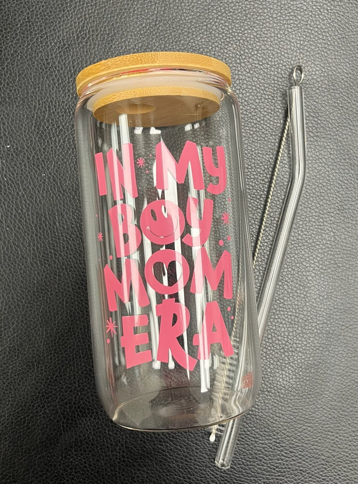 4 Piece In My Boy Mom Era Glass Cup Set