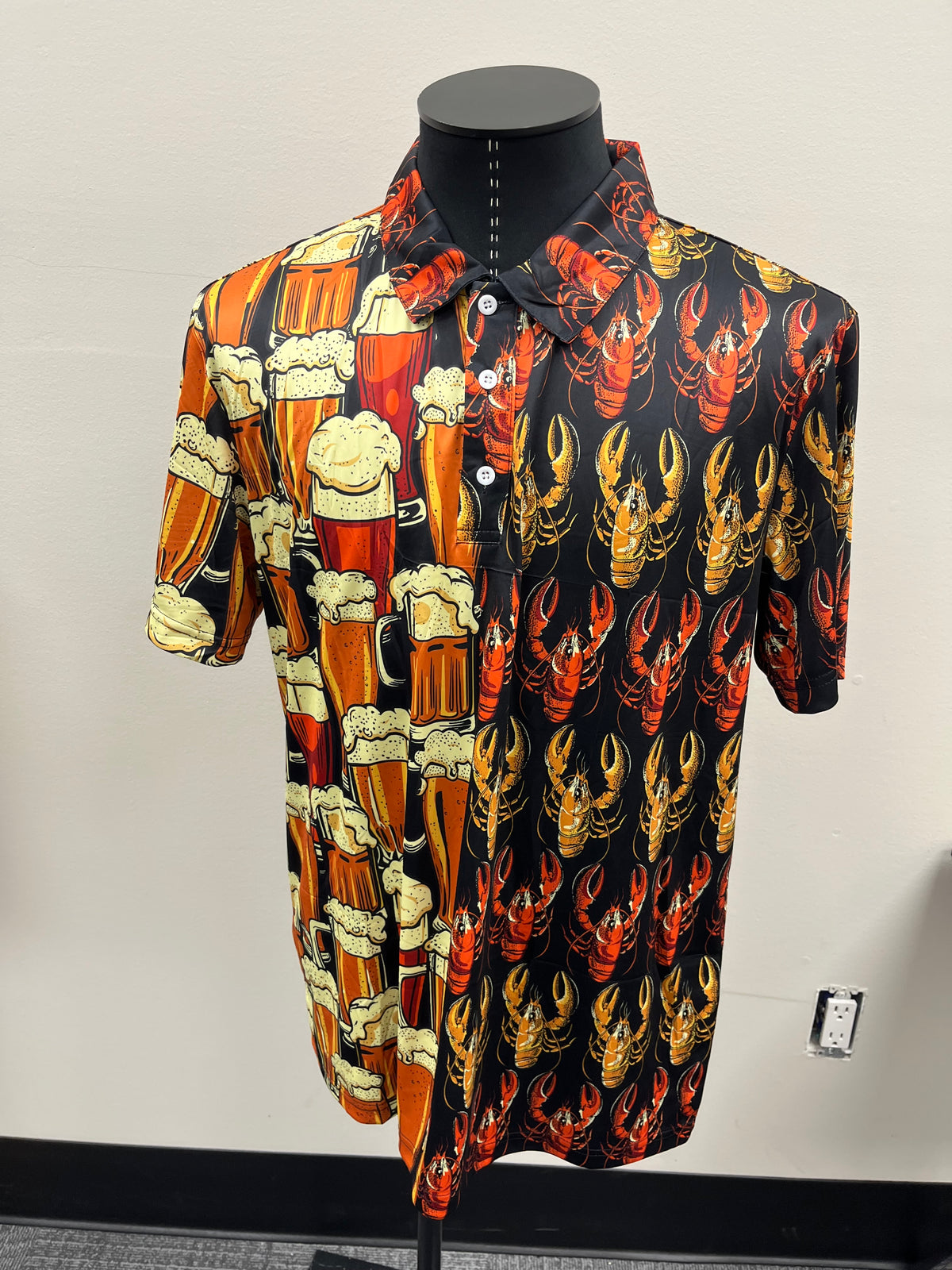 New Men’s Beer & Lobster Button up Shirt