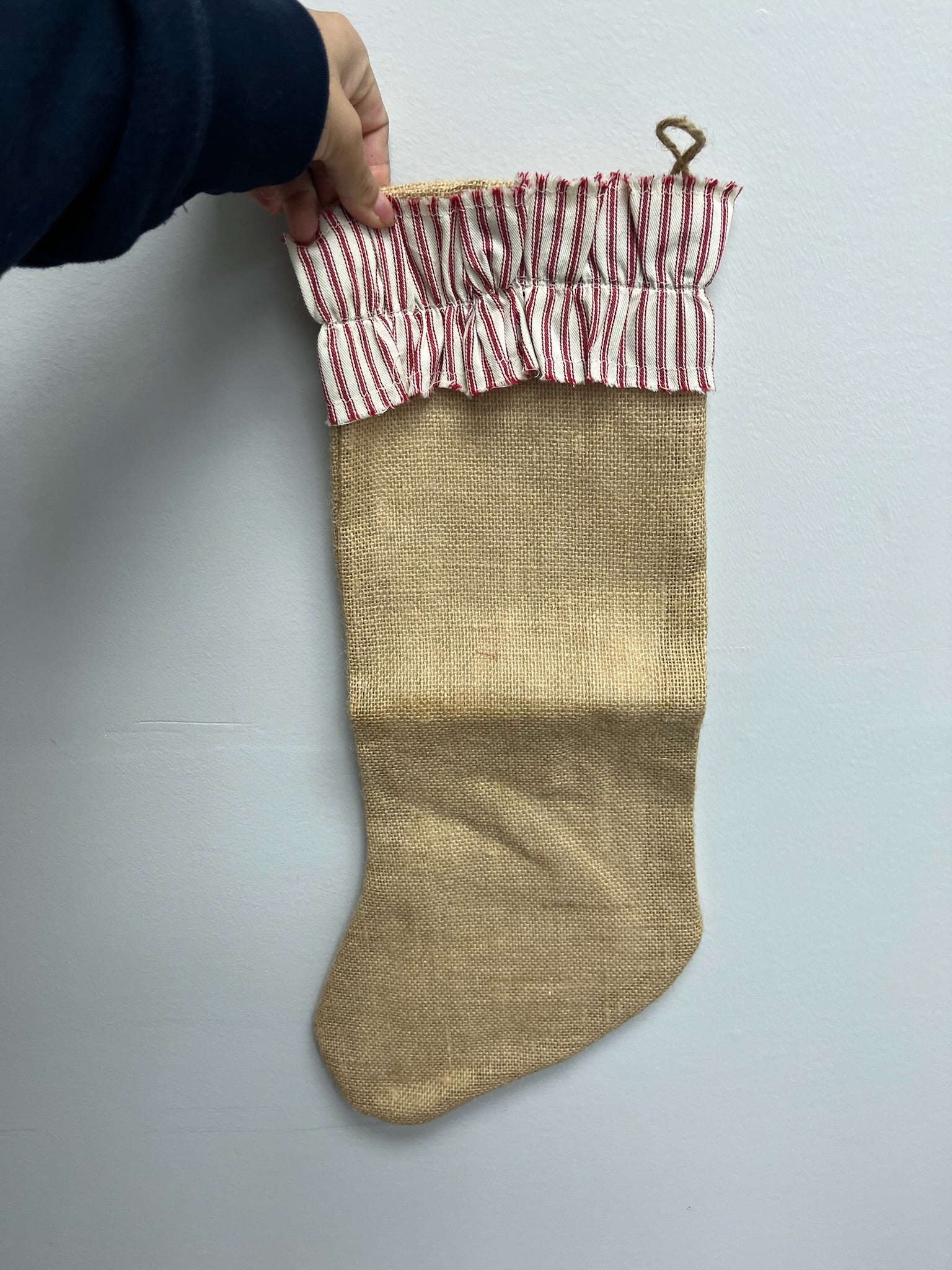 Two Piece Vintage Burlap Stocking