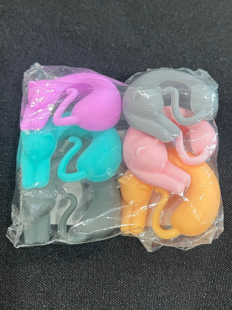 6 Pack Silicone Cat Wine Stem/Straw Charms image 0