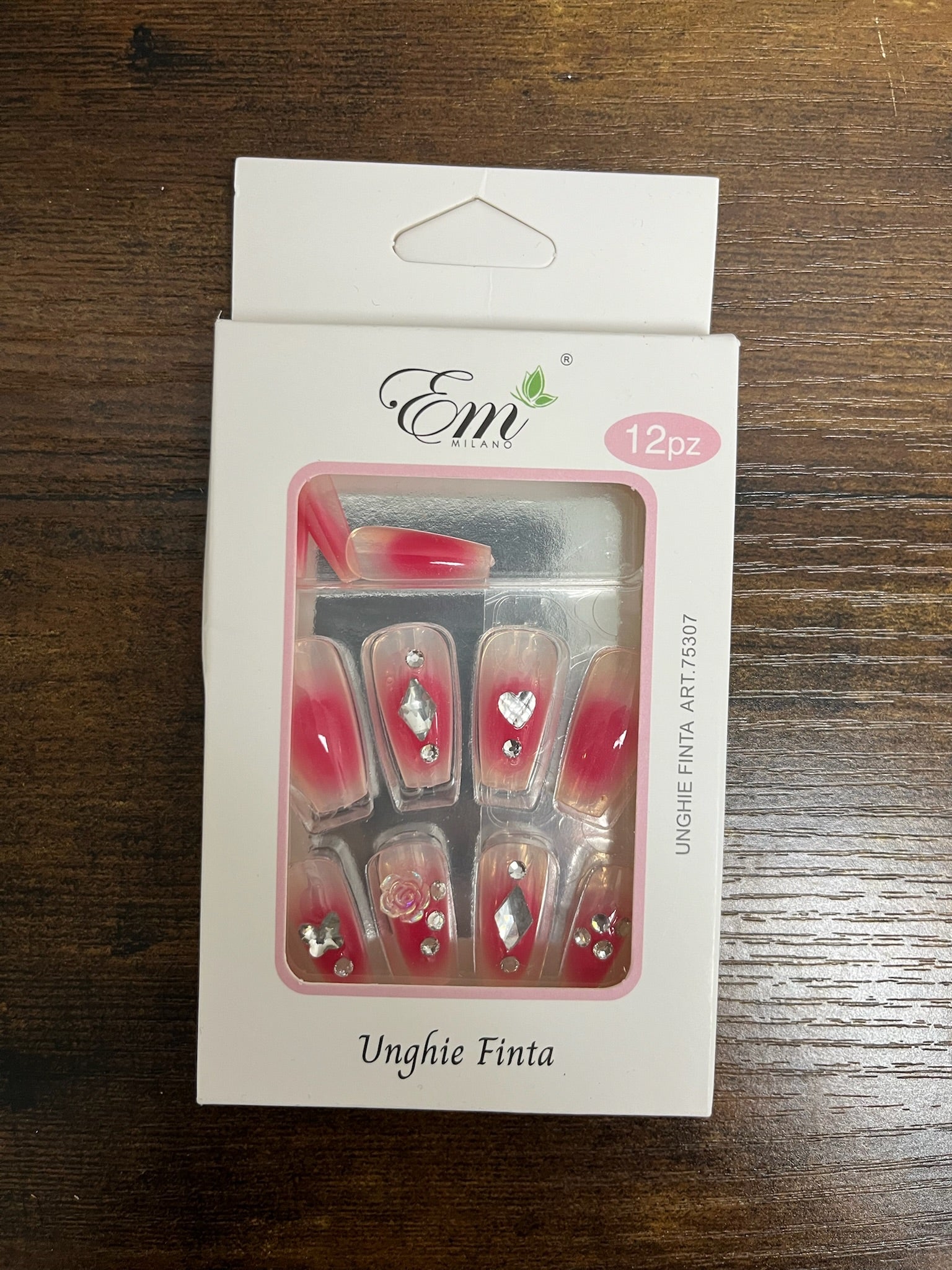 New Pink Rhinestone Nail Set