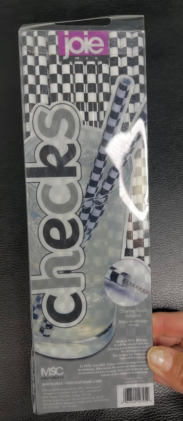 20 Piece Reusable Checkered Straws image 1