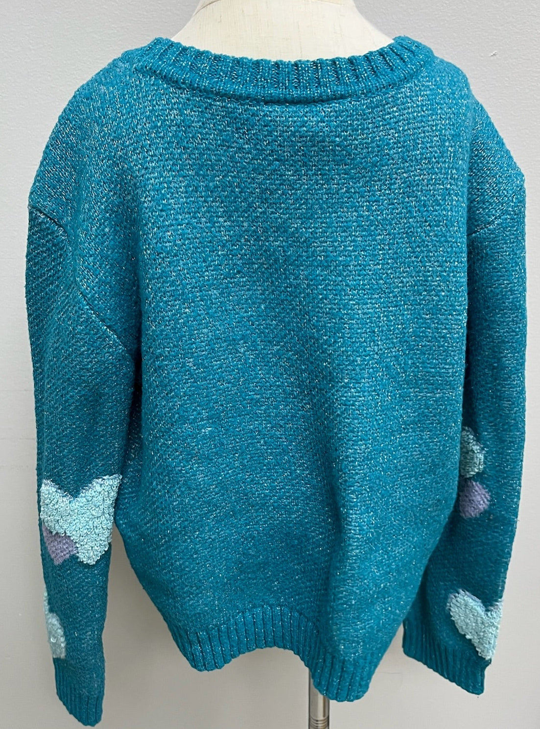 Used Girls Knitted Blue Heart Sweater Shirt