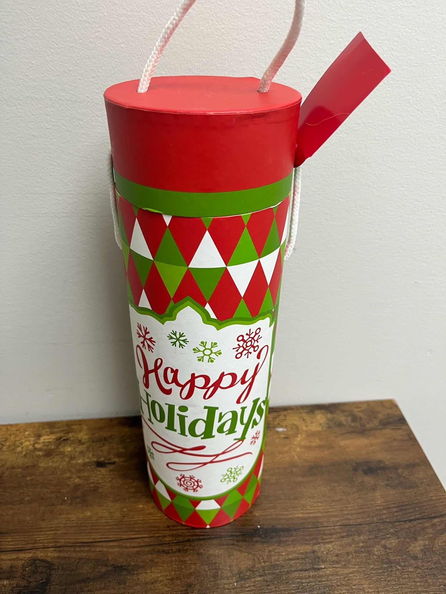Used Happy Holidays Wine Gift Container