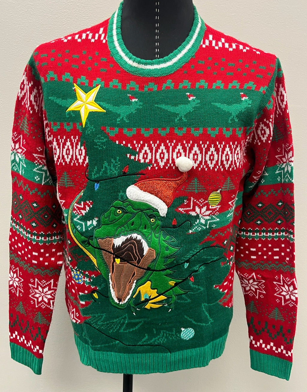Unisex Adult T-Rex Christmas Sweater