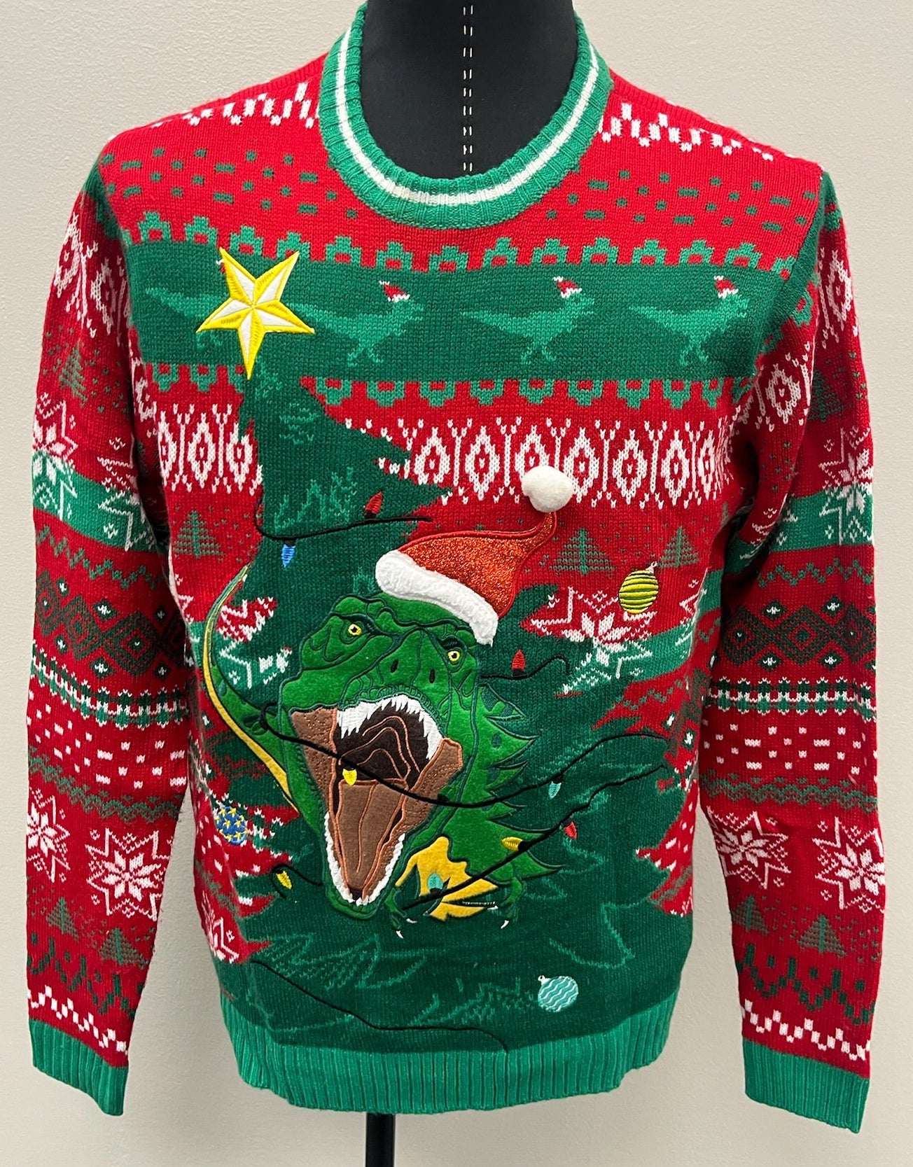 Unisex Adult T-Rex Christmas Sweater