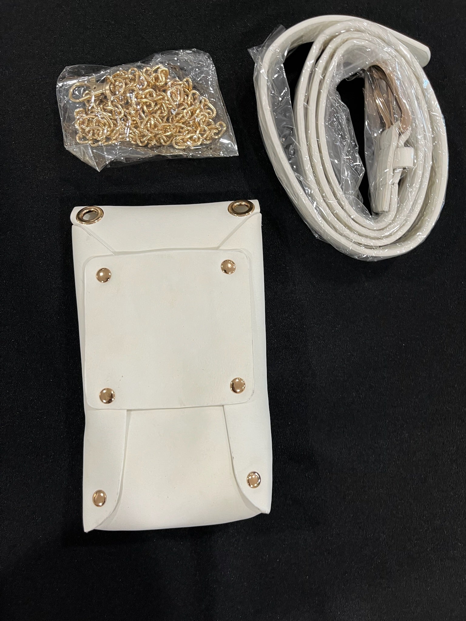 White Rhinestone Crossbody or Waist phone Purse With Chain & Belt image 2