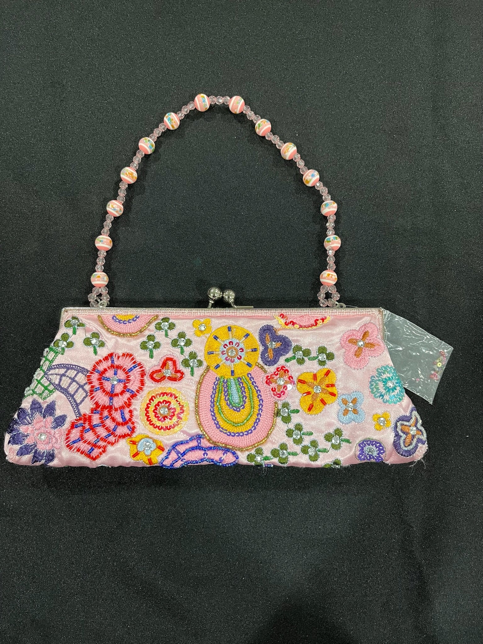 Vintage Small Pink Beaded Purse image 0