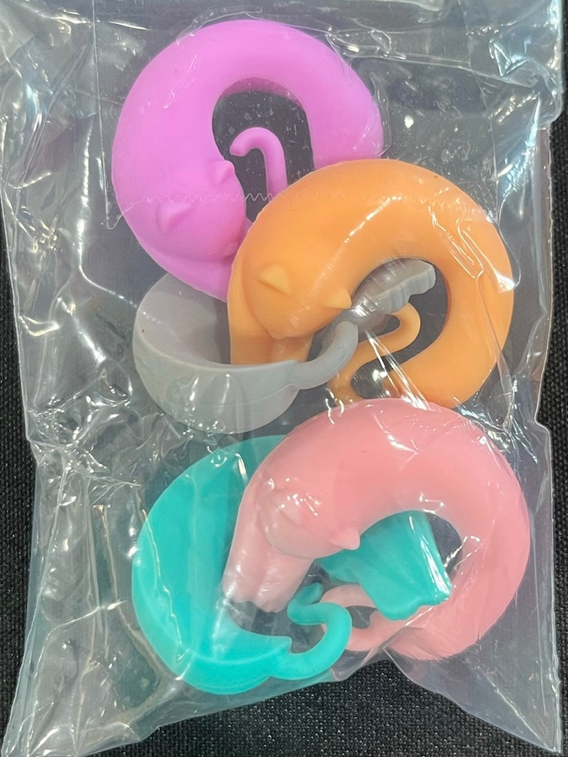 6 Pack Silicone Cat Wine Stem/Straw Charms image 1