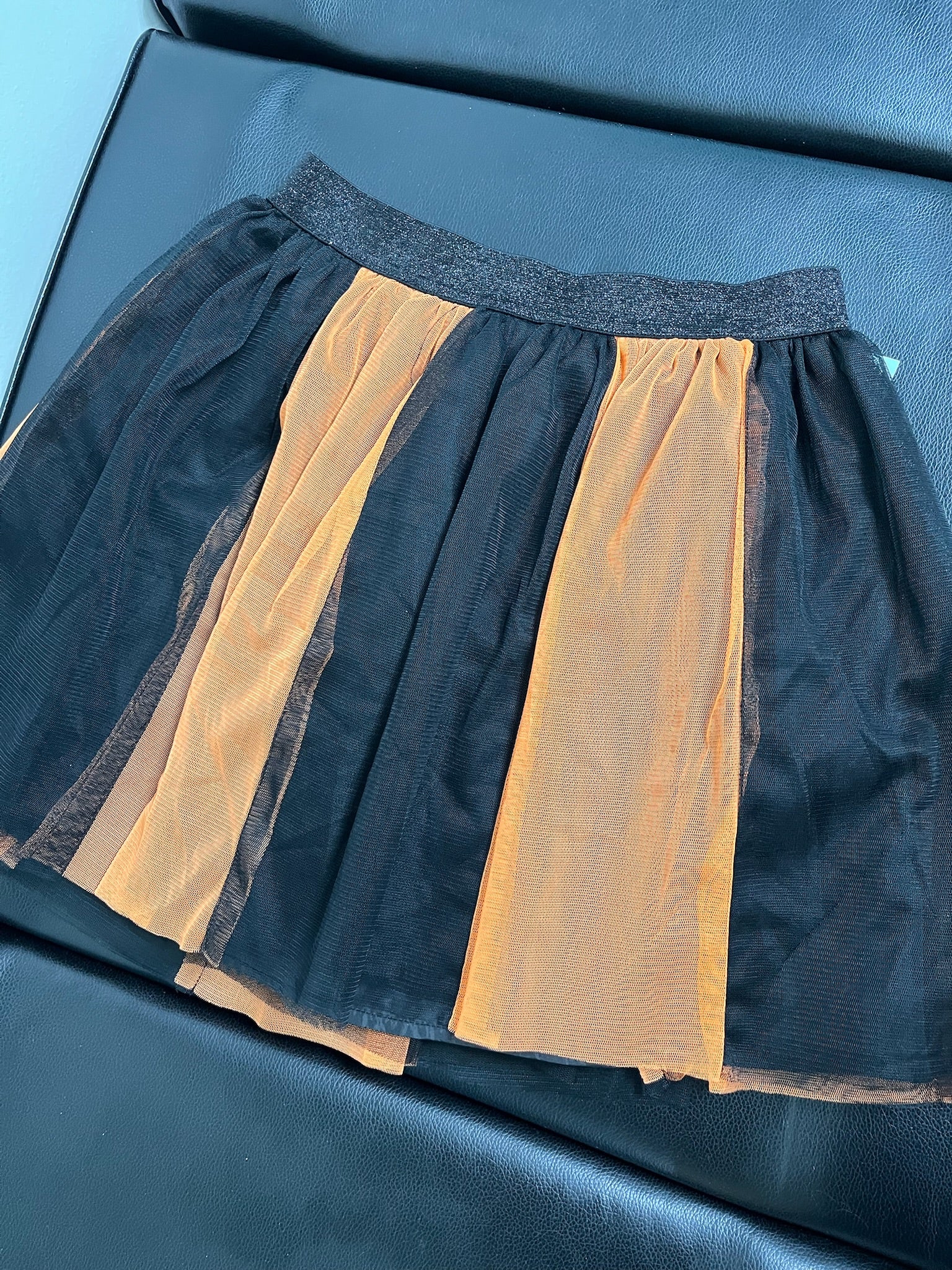 Girls Black & Orange Striped Skirt image 1