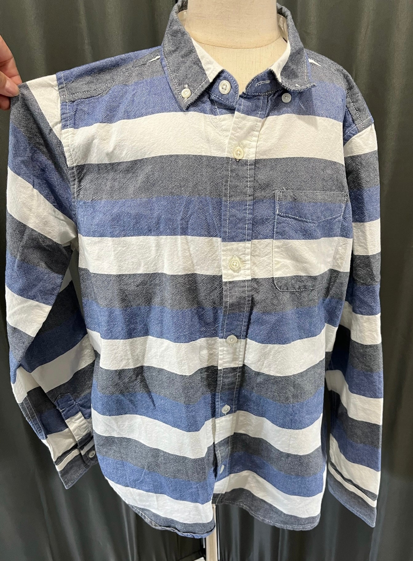 Boys Blue Striped Button Up Shirt image 0
