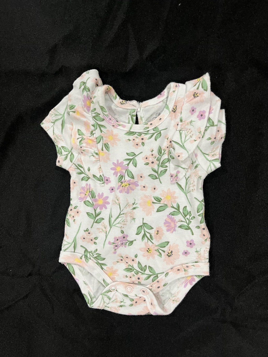 Girl White Floral Onesie image 0