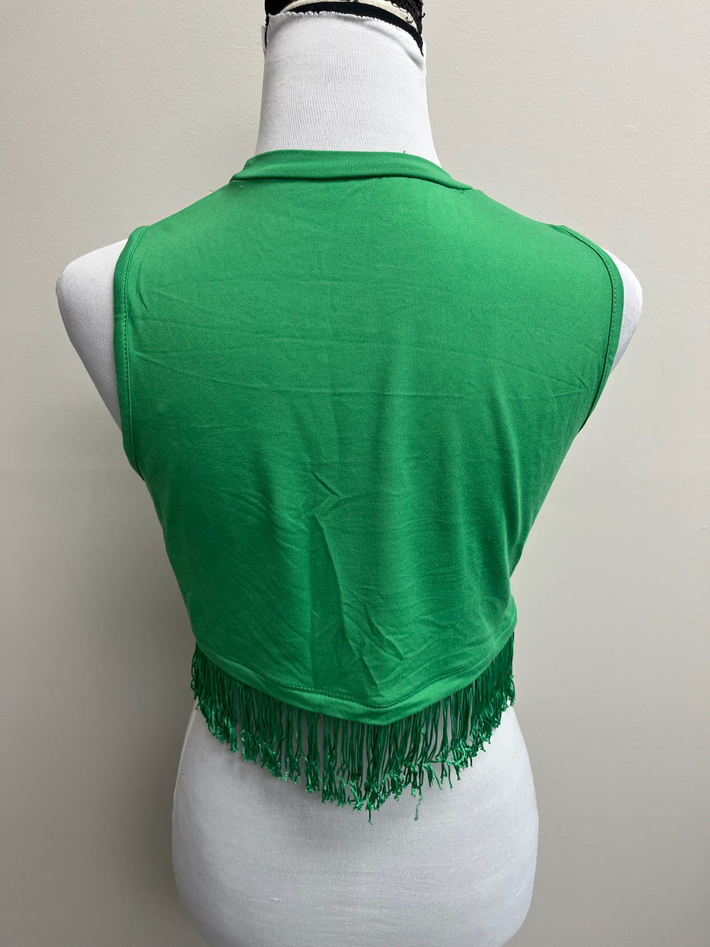 Women’s Green Crop Top With Tassels