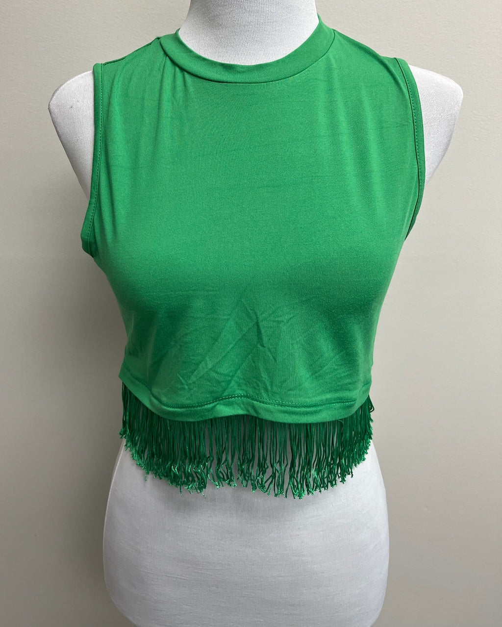 Women’s Green Crop Top With Tassels