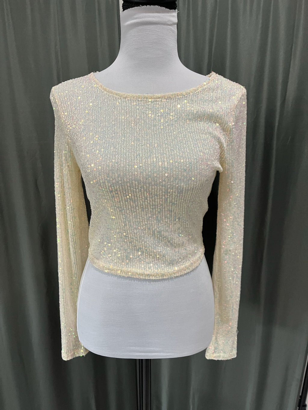 Women’s Beige Sequin Long Sleeve image 0