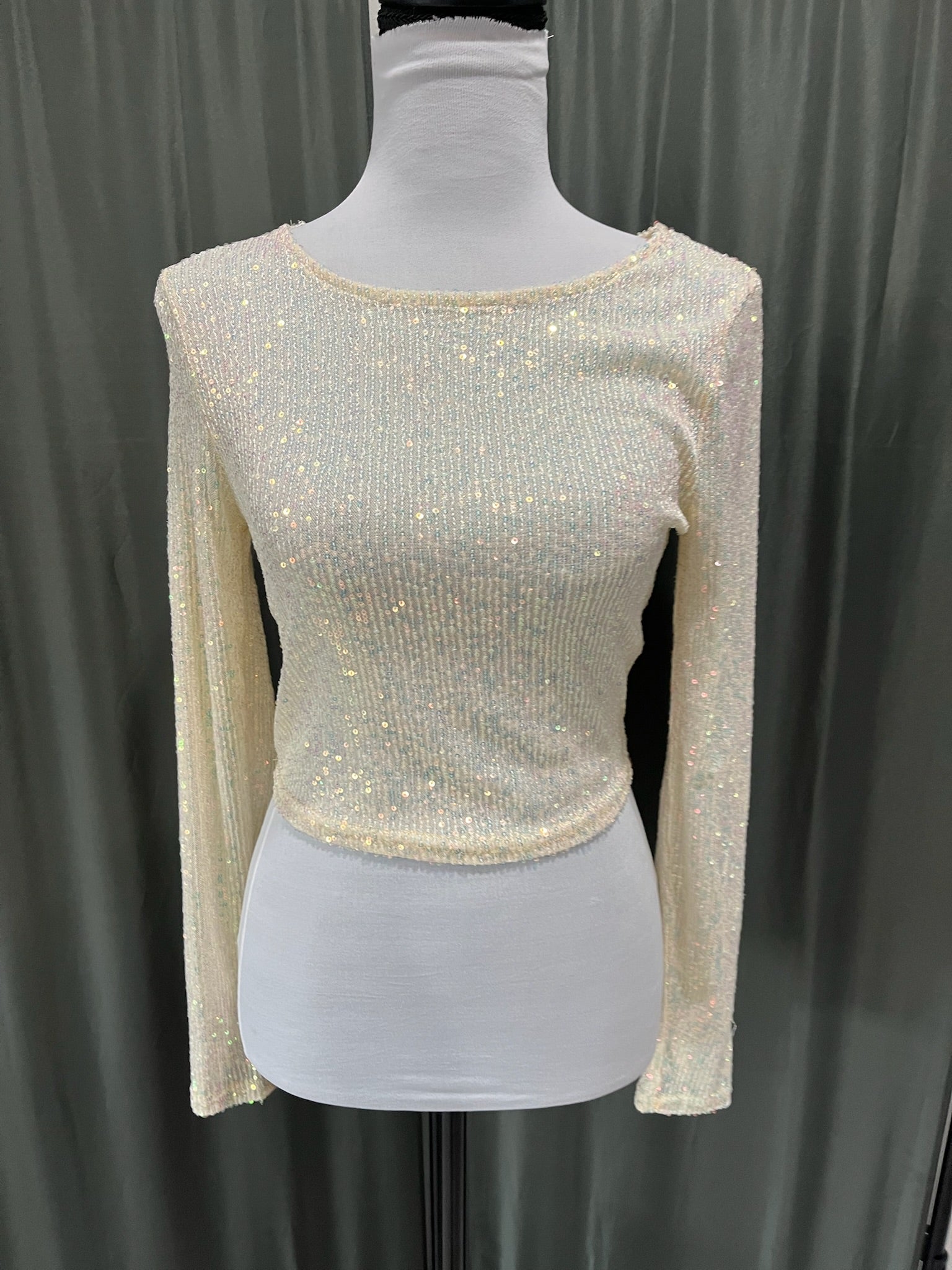 Women’s Beige Sequin Long Sleeve image 0