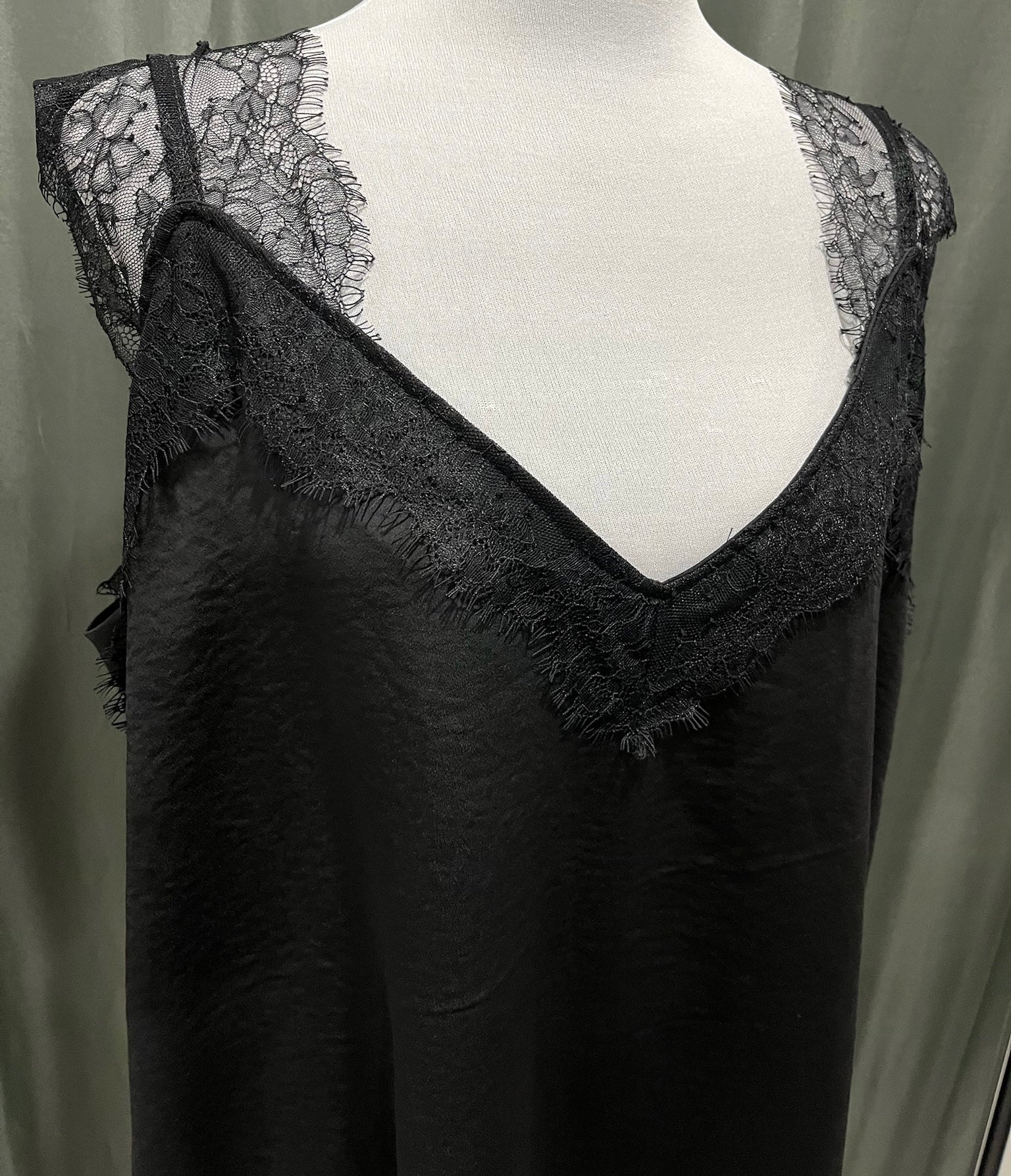 Black Lace Strap Tank Top image 1