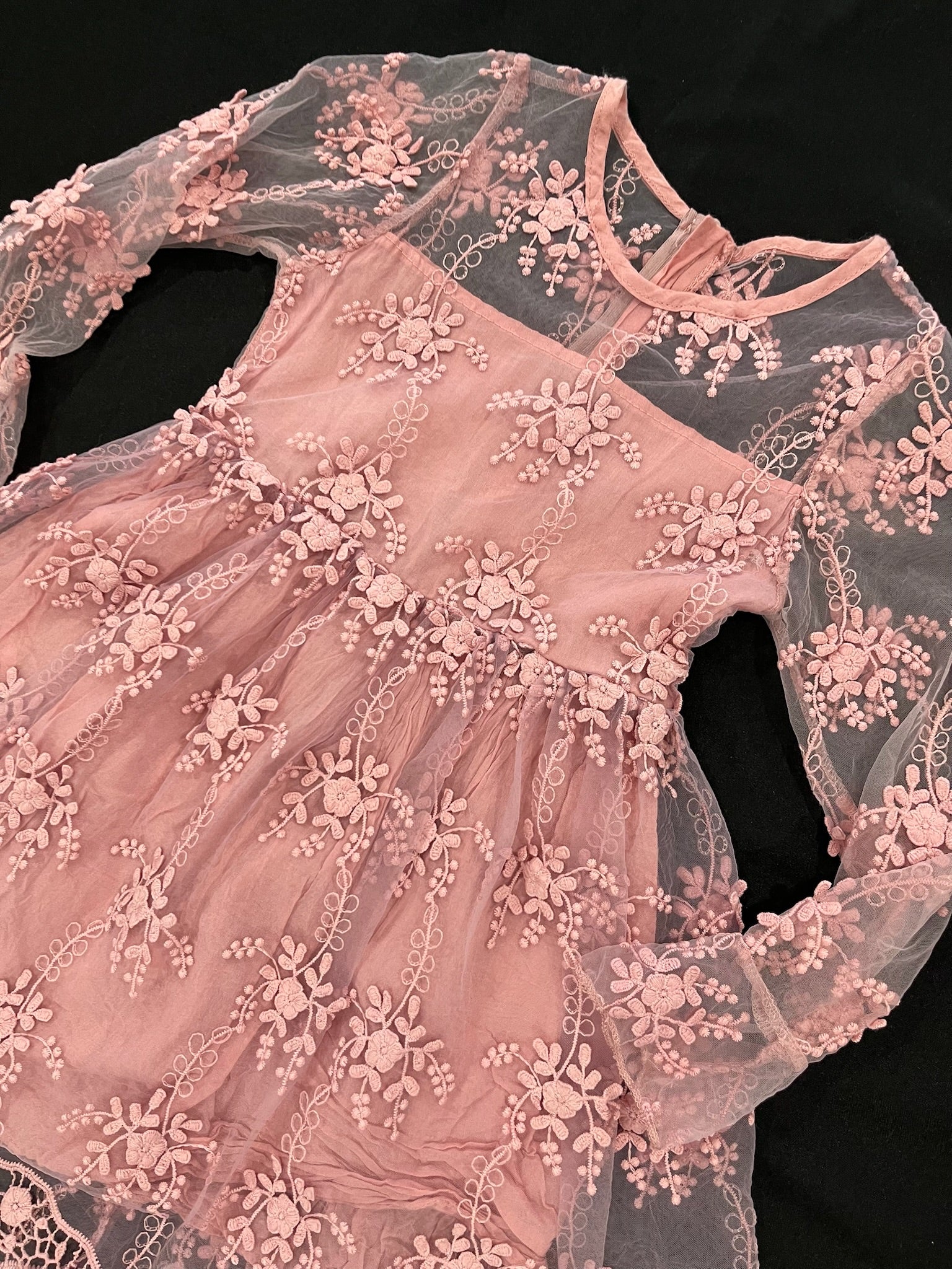 Girls Pink Lace Dress image 1