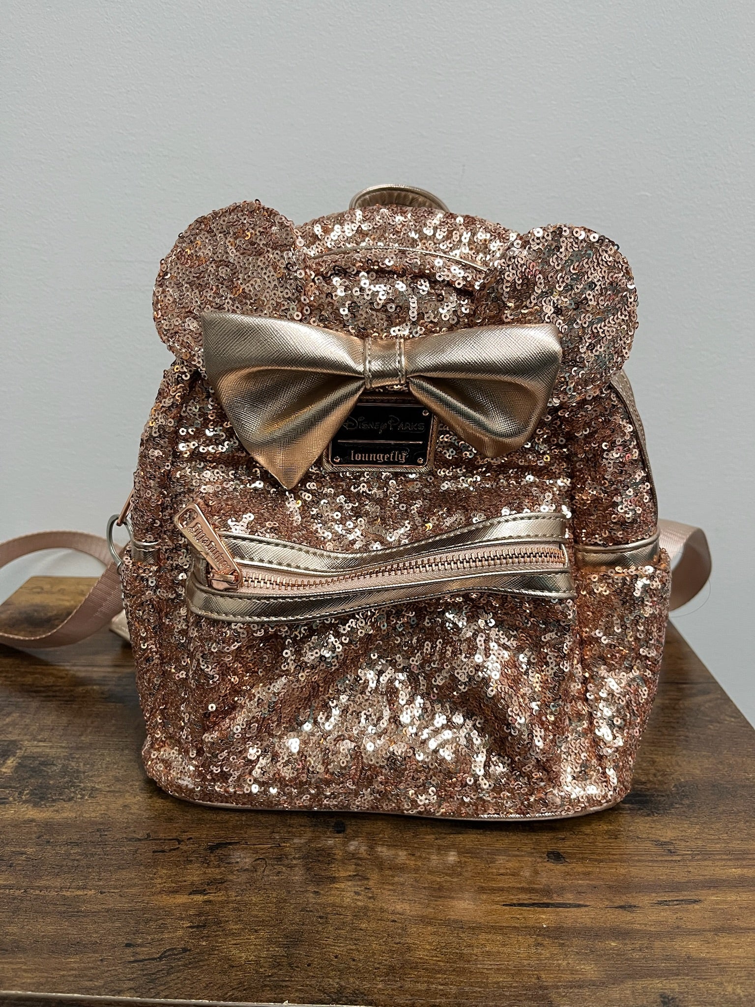 Used Pink Blush Sequin Mini Backpack