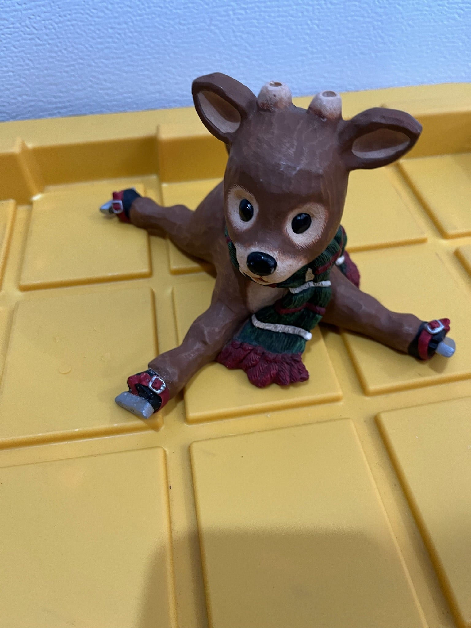 Vintage Skating Fallen Reindeer Christmas Figurine image 0
