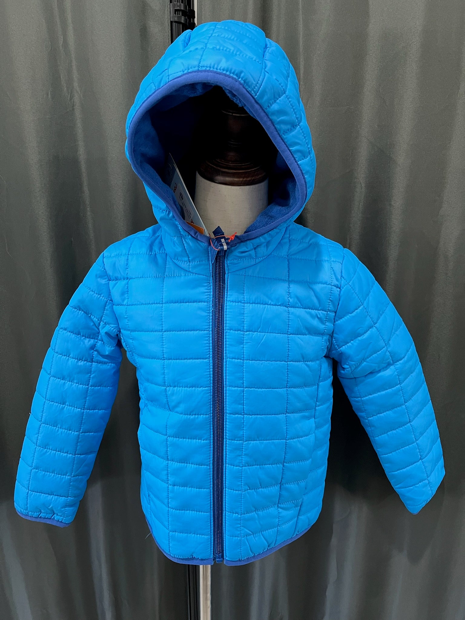 Boys Blue Fleece Lined Zip Up Jacket With Hoodie image 0