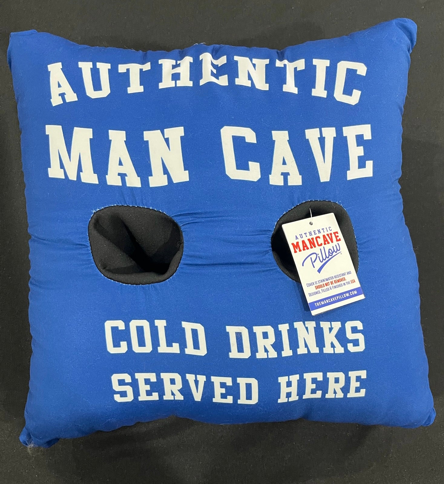 Man Cave Blue Cup Holder Pillow image 0