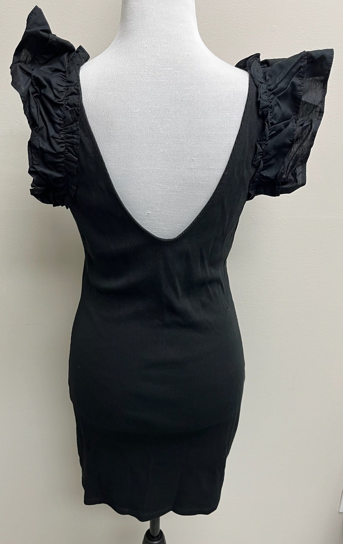New Women’s Black Dress With Ruffle Straps