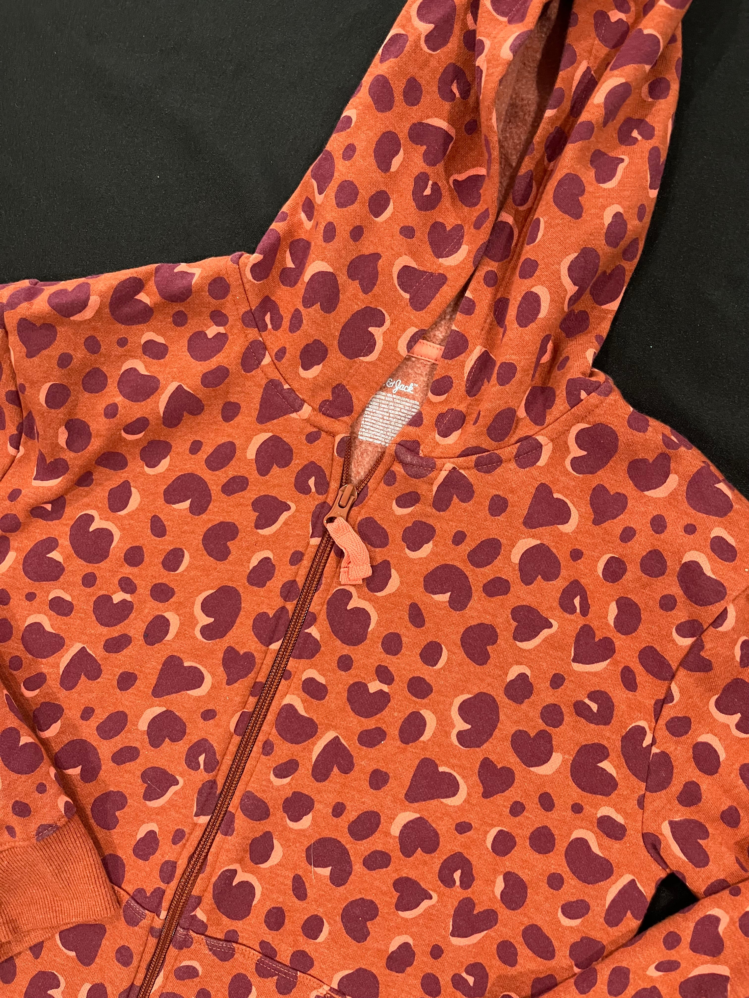 Orange Leopard Zip Up Sweater image 1
