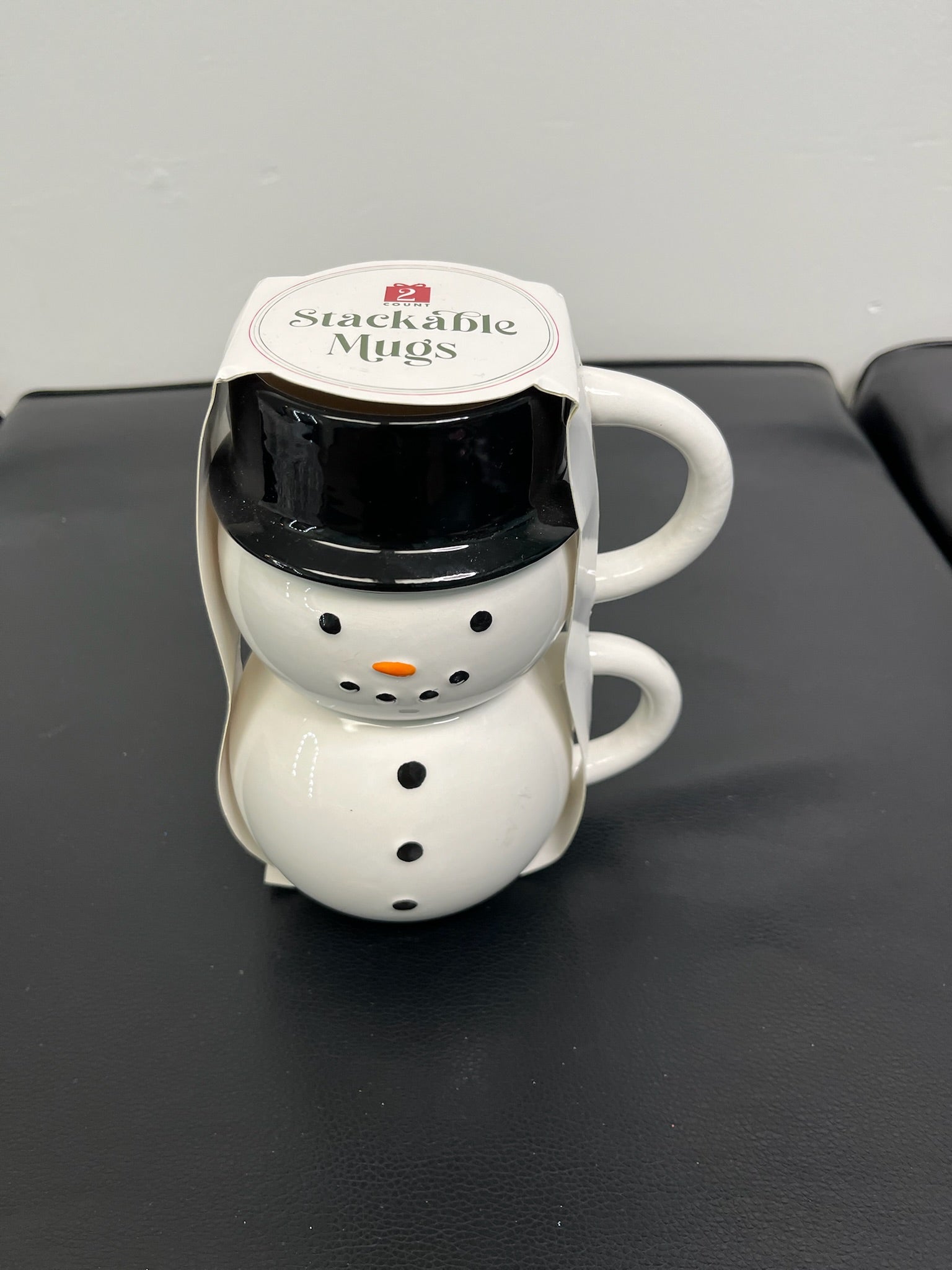 Two Piece Stackable Snowmen Mugs image 1