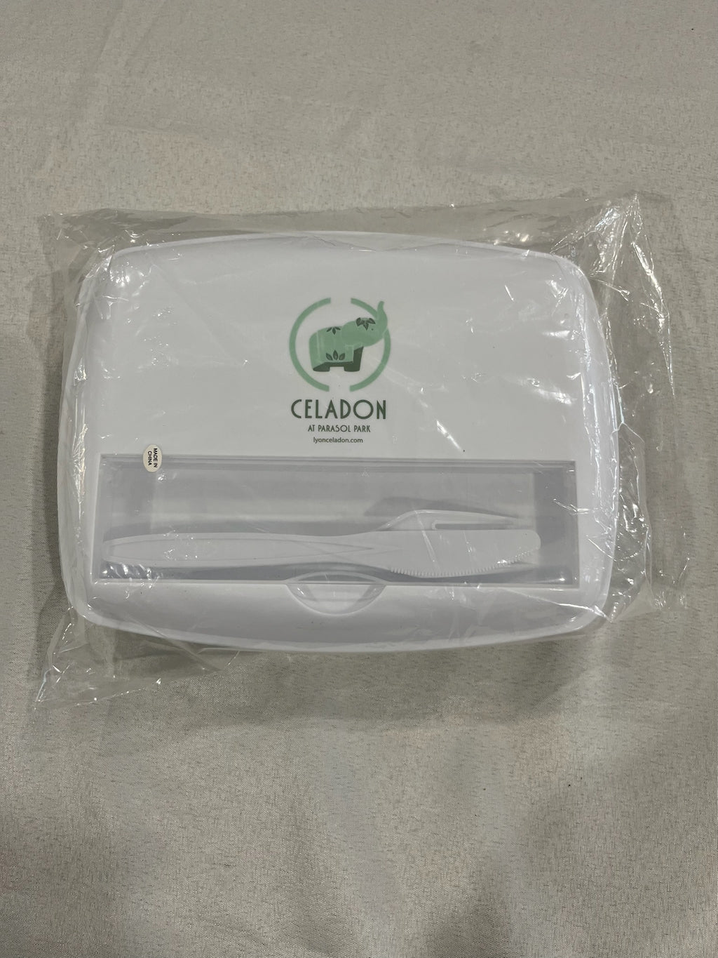 Plastic Food Container With Lid & Utensils image 0