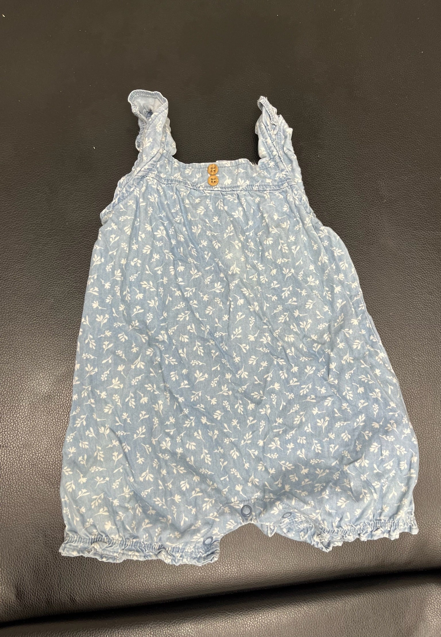 Girls Blue Floral Onesie