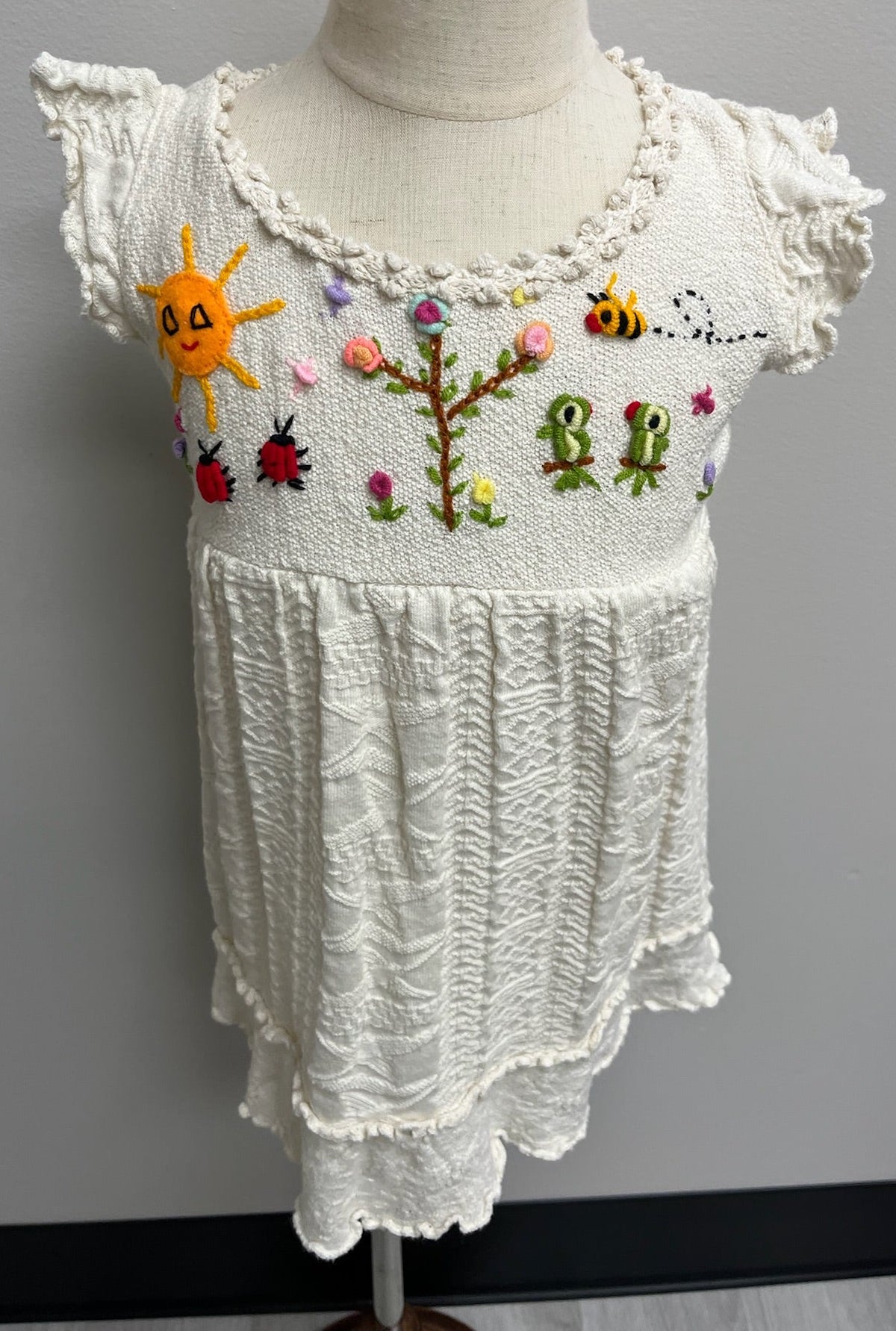 Girls White Crotchet Top