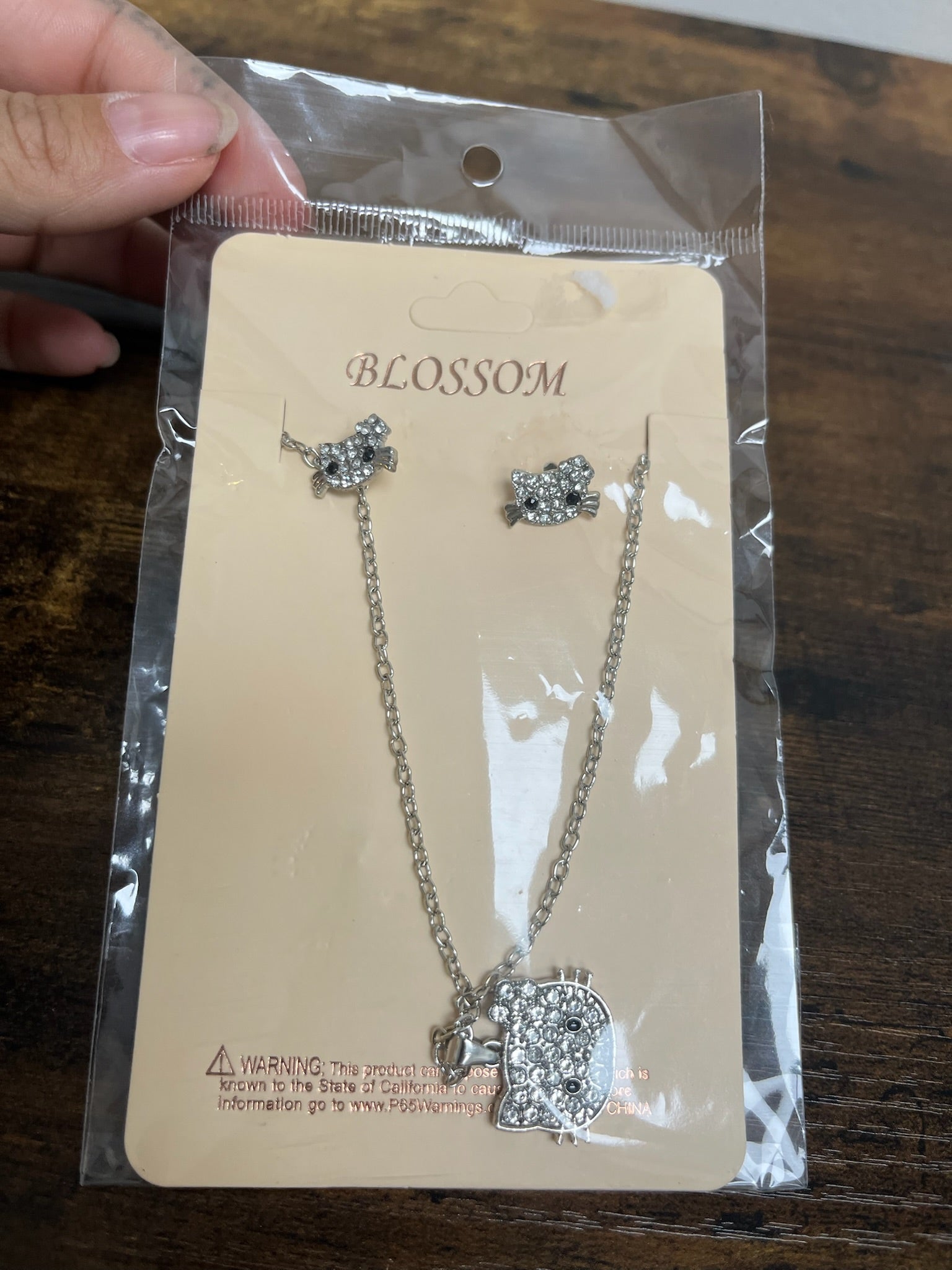 Three Piece Hello Kitty Earring & Necklace Set