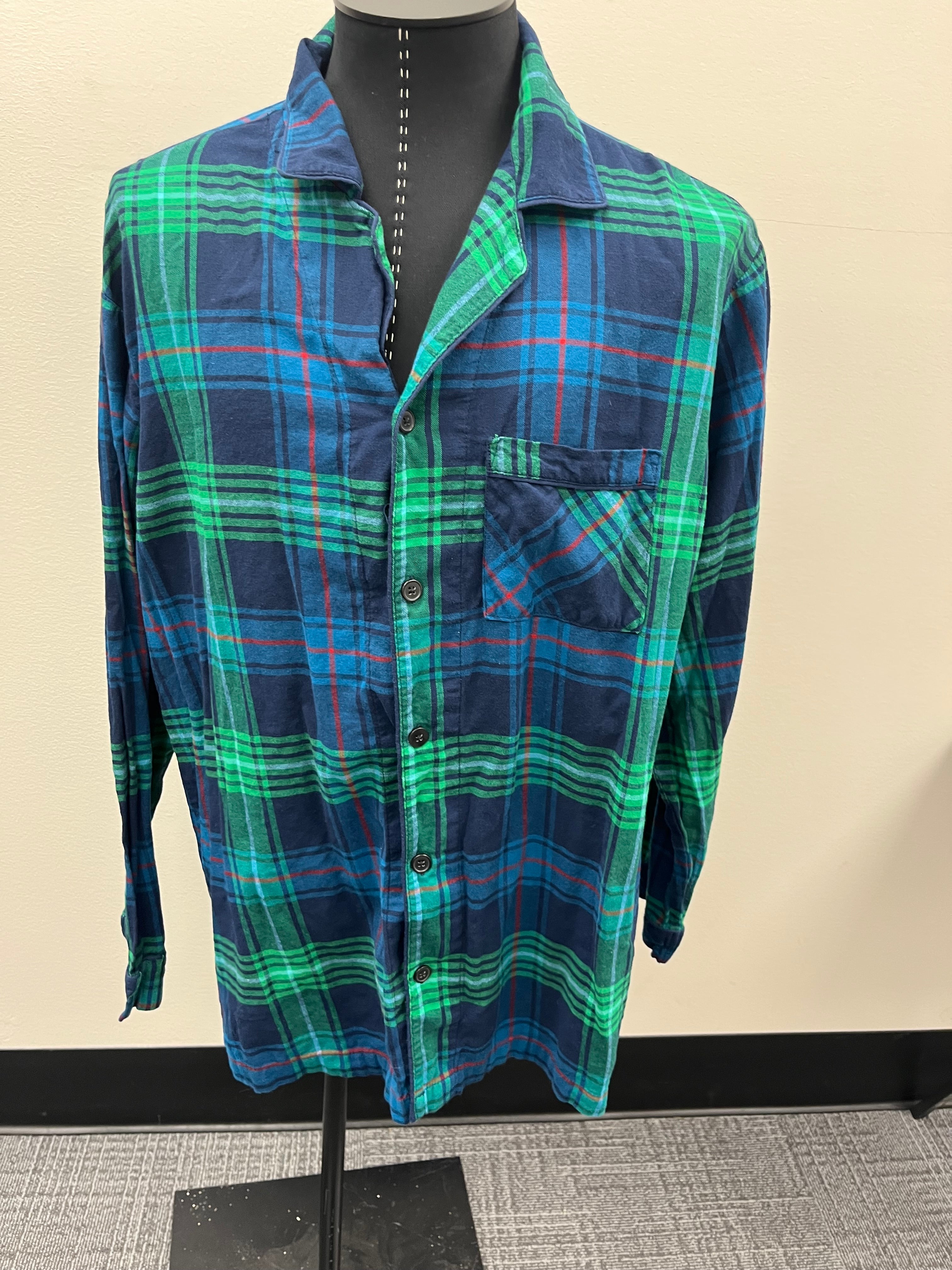 Used Men’s Green and Blue Flannel
