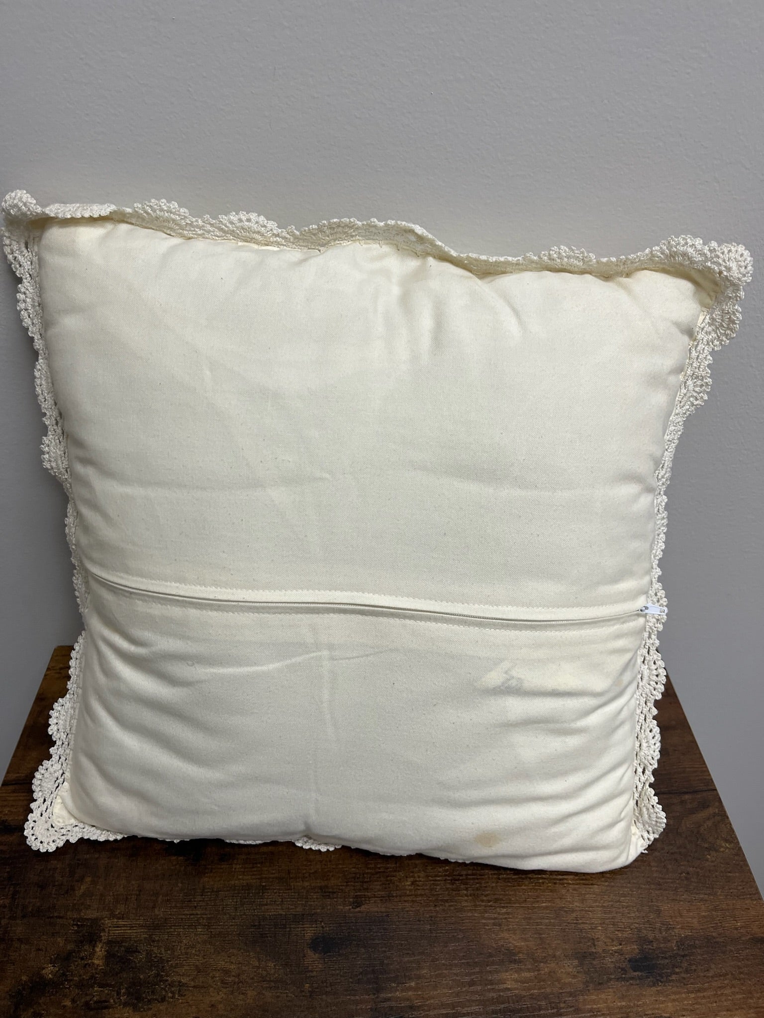 Used Vintage Embroidered Pillow Case With Pillow