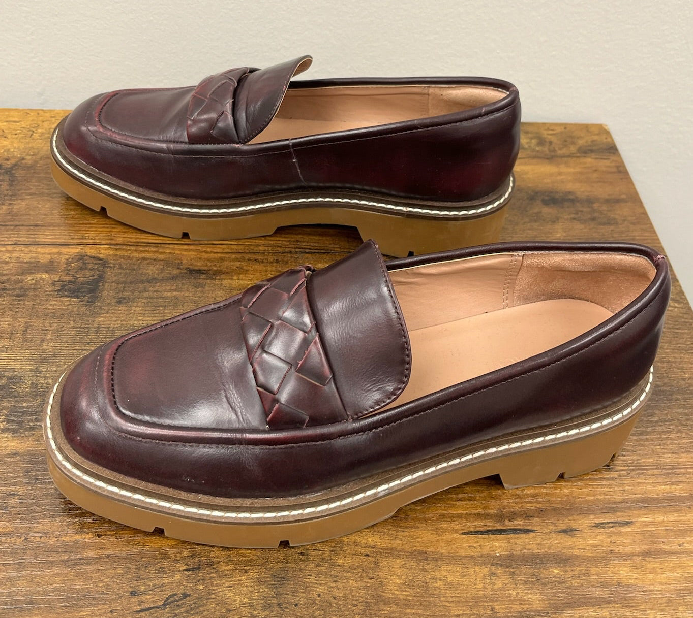 Used Burgundy Torie Platform Loafers