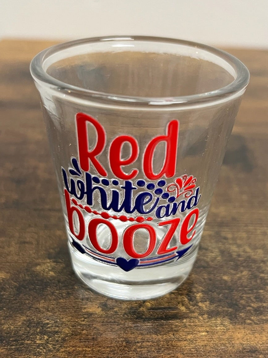 Red White And Booze Shot Glass