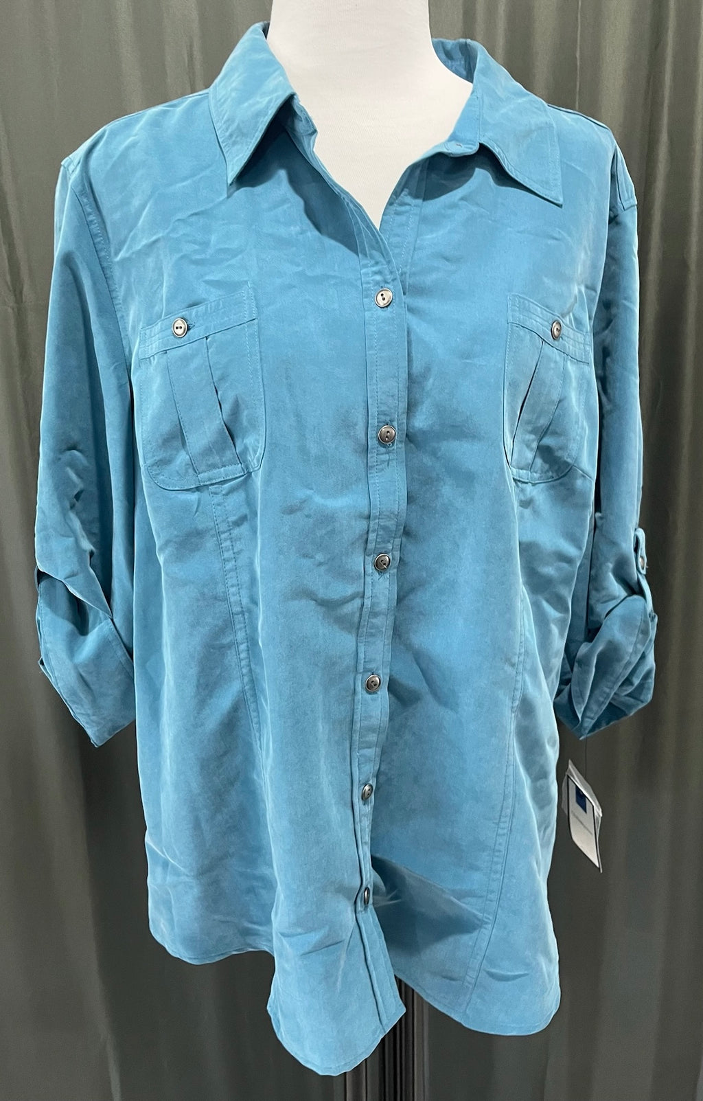 Women’s Blue Button Up Shirt image 0