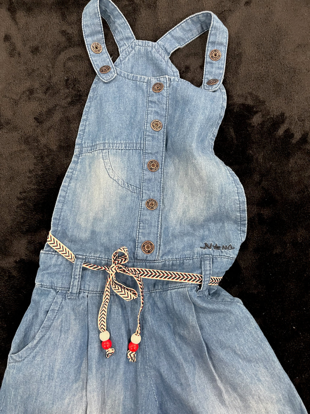Girls Jean Overalls With Waist Belt image 2