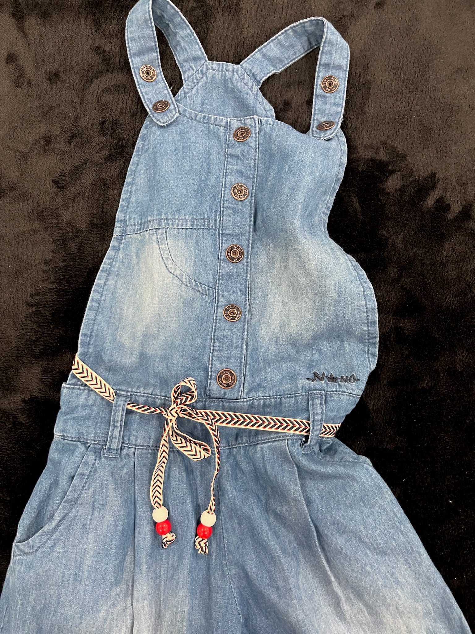 Girls Jean Overalls With Waist Belt image 2