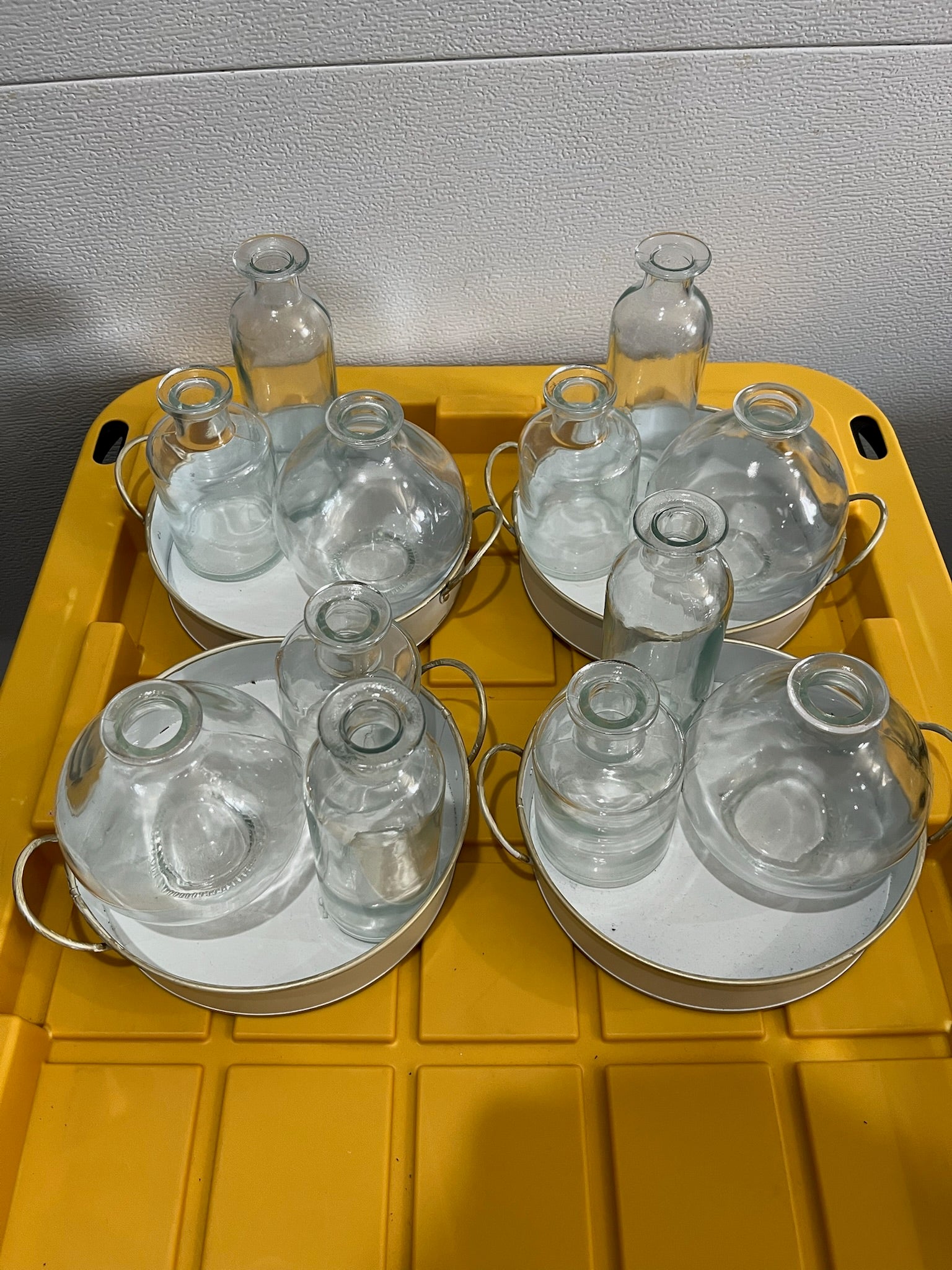 4 Set; 3 Glass Vases & 1 Tray image 3