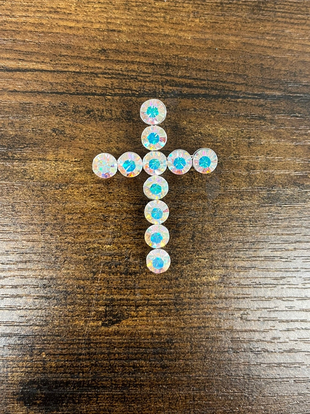 Used Vintage AB Gem Cross Brooch Pin
