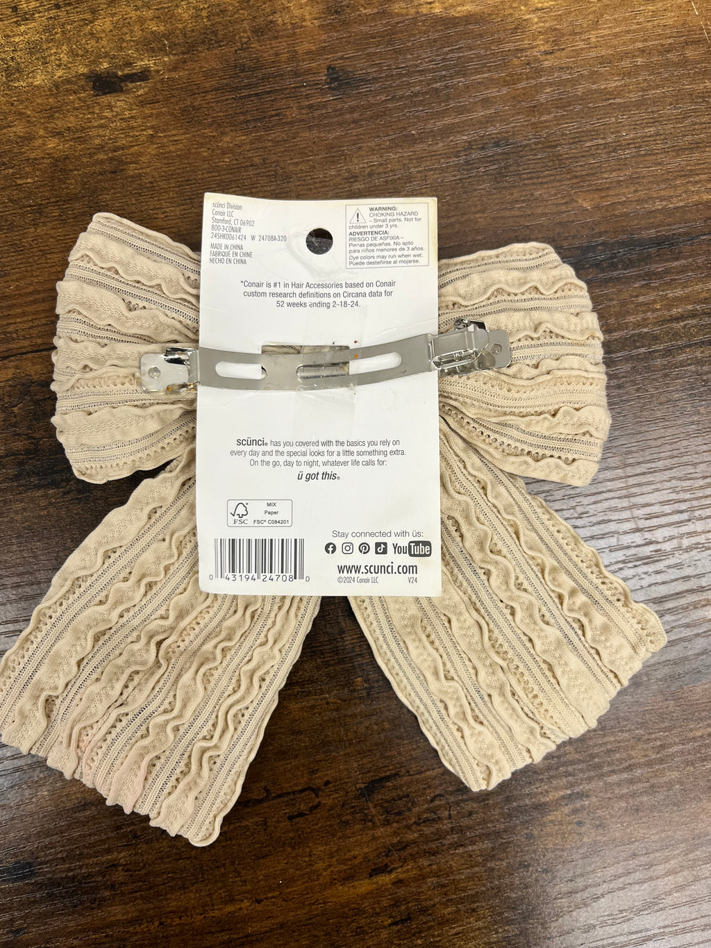 New Beige Barrette Bow Clip
