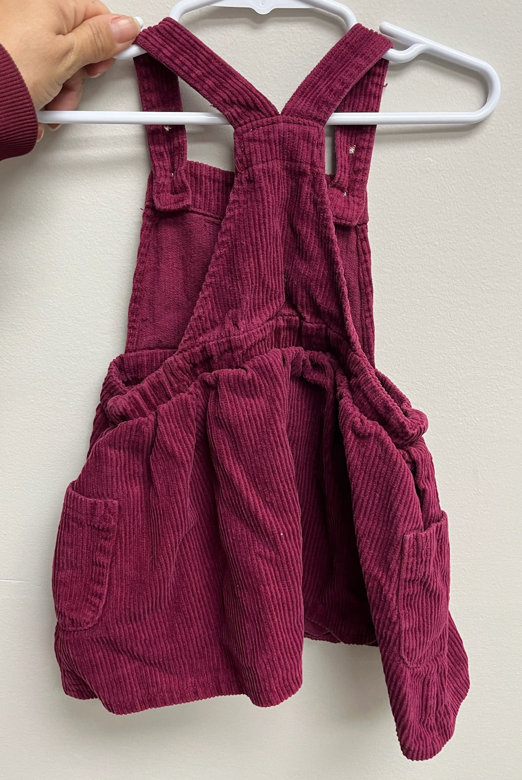 Girls Burgundy Corduroy Overall Dress