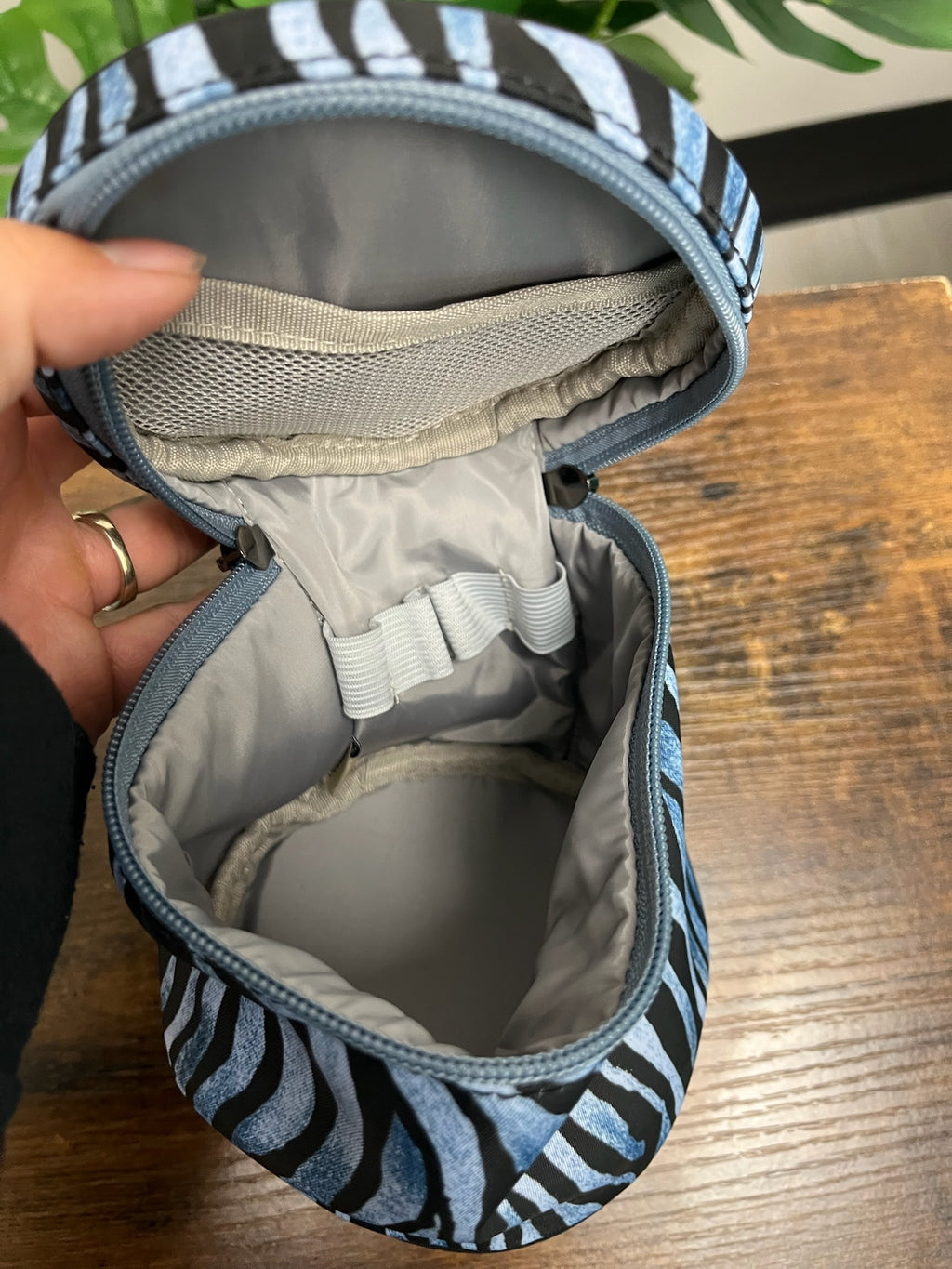 New Blue Zebra Travel Cosmetic Bag