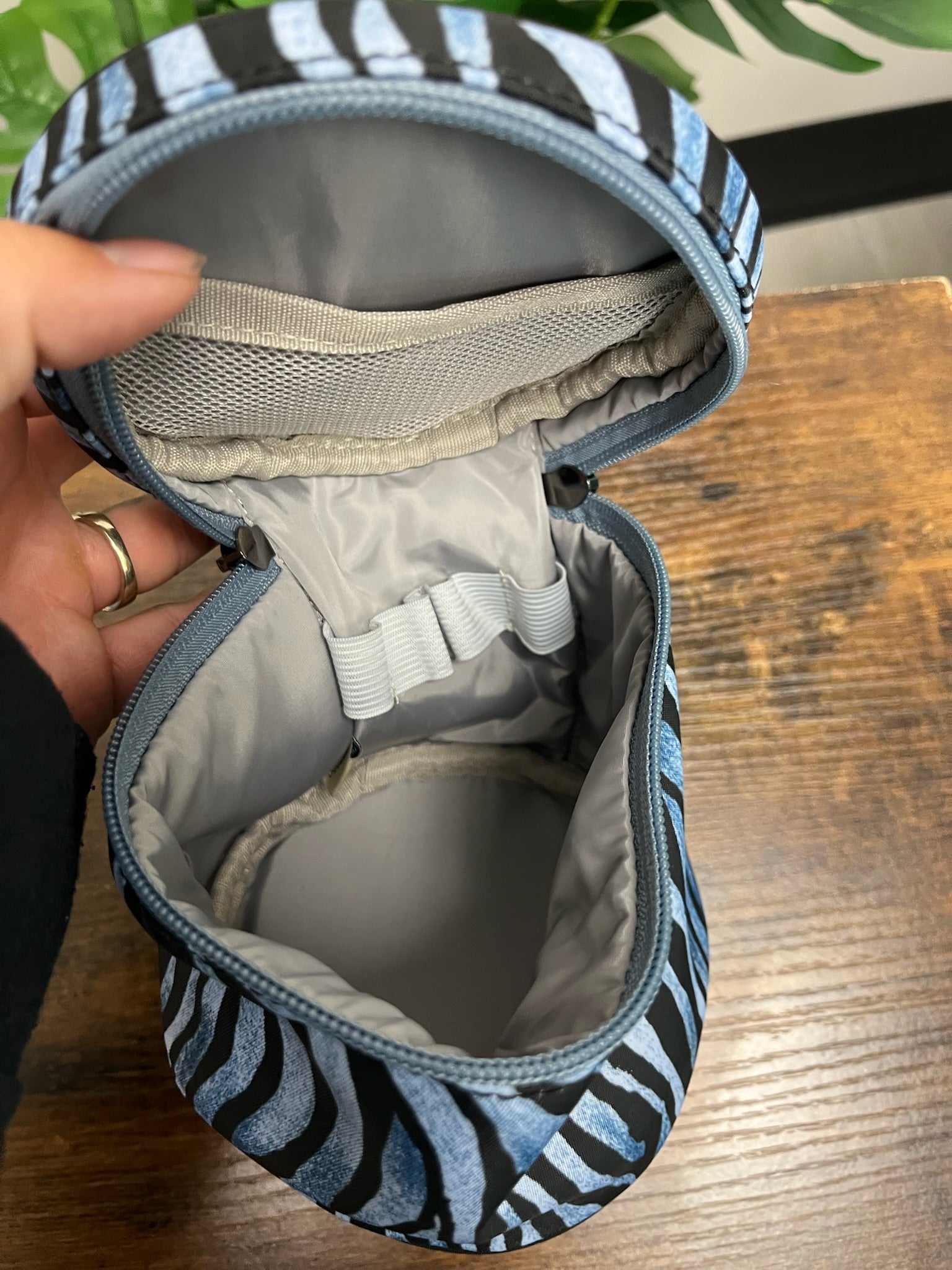 New Blue Zebra Travel Cosmetic Bag