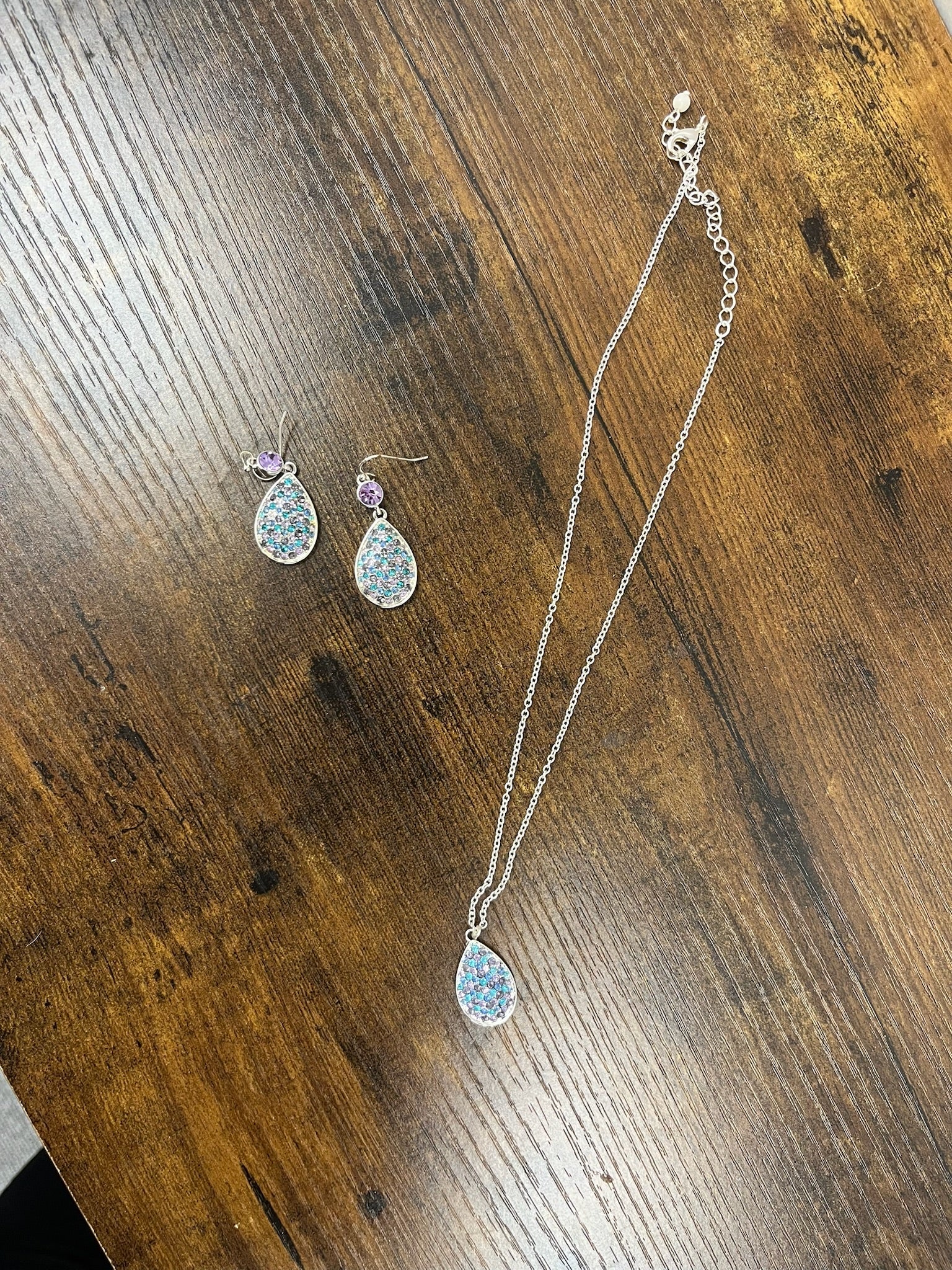 Used Three Piece Necklace & Earrings Set